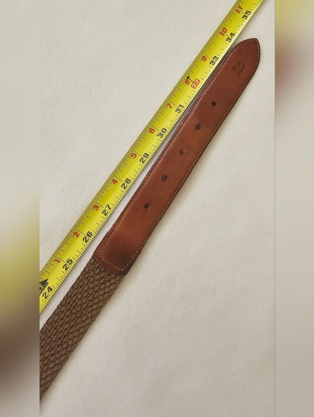 Giorgio Armani Brown Leather Tabs & Cotton Belt Made in Italy, Size 28
